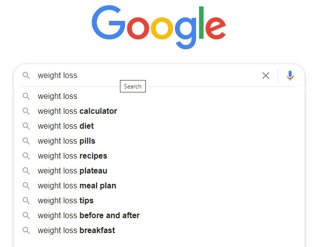 Screenshot of Google autocomplete