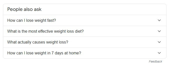 Example of People Also Ask Google Feature
