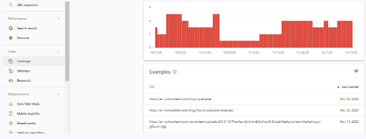 google search console coverage screenshot